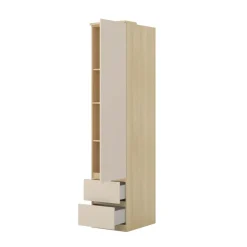 Armadio 45x215h cm 1 anta 2 cassetti beige cashmere rovere Elvira