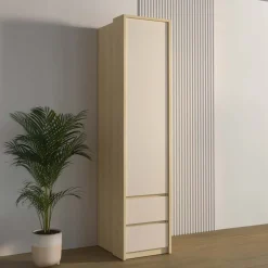 Armadio 45x215h cm 1 anta 2 cassetti beige cashmere rovere Elvira