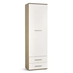 Armadio 60x200h cm 1 anta 2 cassetti bianco rovere Viki