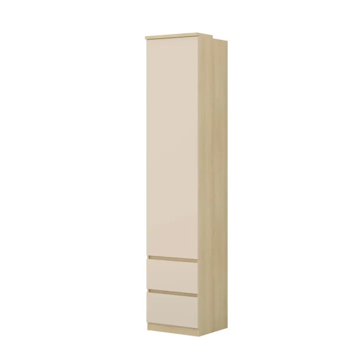 Armadio 45x215h cm 1 anta 2 cassettini beige cashmere rovere Elvira