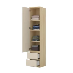 Armadio 45x215h cm 1 anta 2 cassettini beige cashmere rovere Elvira