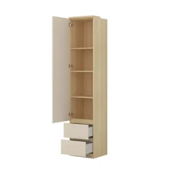 Armadio 45x215h cm 1 anta 2 cassettini beige cashmere rovere Elvira
