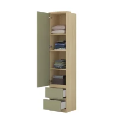 Armadio 45x215h cm 1 anta 2 cassettini verde salvia rovere Elvira