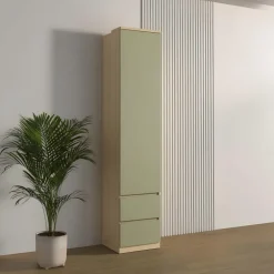 Armadio 45x215h cm 1 anta 2 cassettini verde salvia rovere Elvira