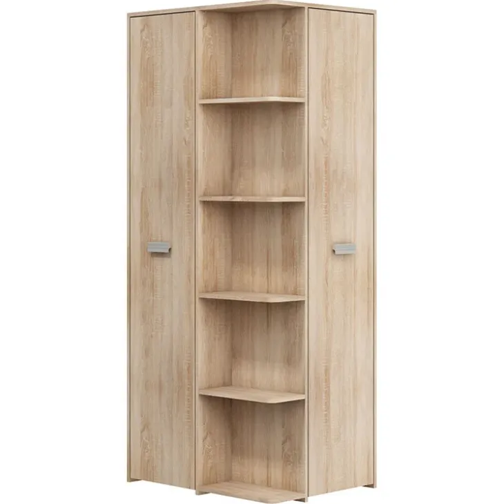 Armadio 83x190h cm 2 ante ad angolo con ripiani rovere sonoma Kent Gihome®