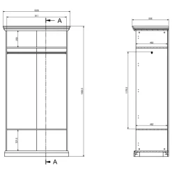 Armadio 103x200h cm 2 ante a specchio shabby nero grafite Purro