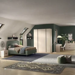 Armadio 183x240h cm 4 ante battenti beige cashmere antracite Blossy