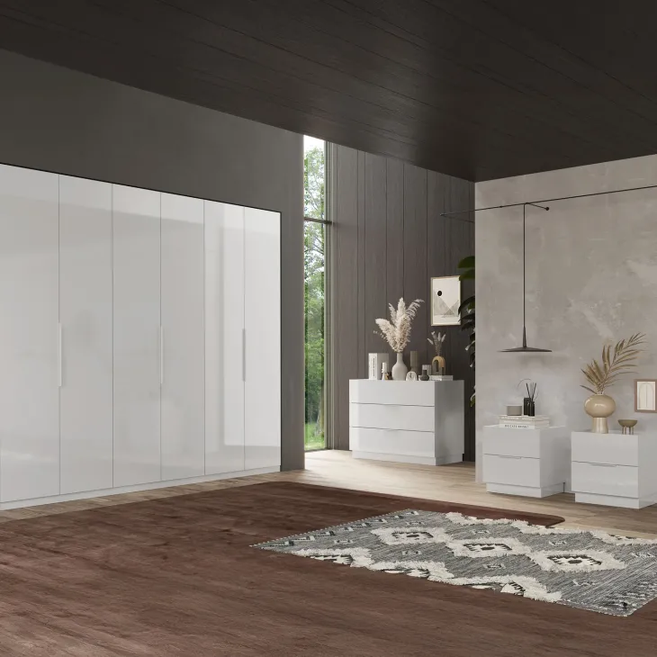Armadio 275x240h cm 6 ante battenti bianco lucido Sparkly