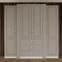 Armadio 210x205h cm 4 ante battenti 3 cassetti beige cashmere Emporio
