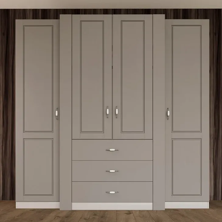 Armadio 210x205h cm 4 ante battenti 3 cassetti beige cashmere Emporio