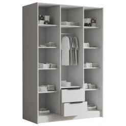 Armadio 150x216h cm 3 ante battenti 2 cassetti beige cashmere Ampy