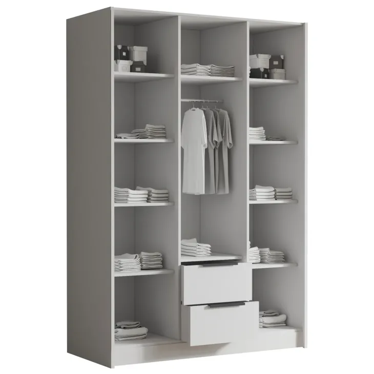 Armadio 150x216h cm 3 ante battenti 2 cassetti rovere Ampy