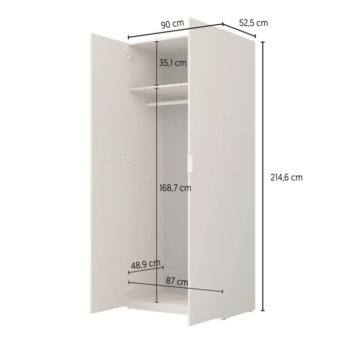 Armadio 90x215h cm 2 ante battenti cashmere Niman