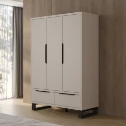Armadio 145x210h cm 3 ante battenti 2 cassetti beige cashmere Petra