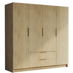 Armadio 200x216h cm 4 ante battenti 2 cassetti rovere Ampy