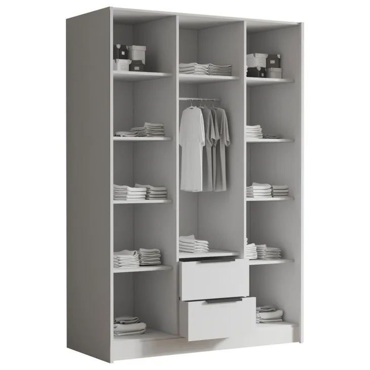Armadio 150x216h cm 3 ante battenti con specchio 2 cassetti beige cashmere Ampy