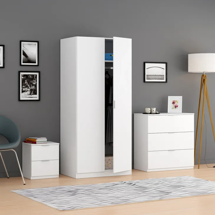 Armadio 81x180h cm 2 ante battenti moderno bianco opaco Oz