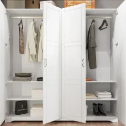 Armadio 203x206h cm 4 ante battenti stile classico bianco Friuli