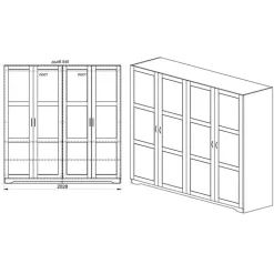 Armadio 203x206h cm 4 ante battenti stile classico bianco Friuli