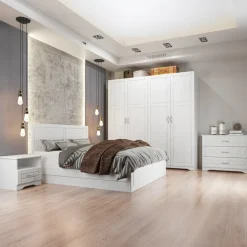 Armadio 203x206h cm 4 ante battenti stile classico bianco Friuli