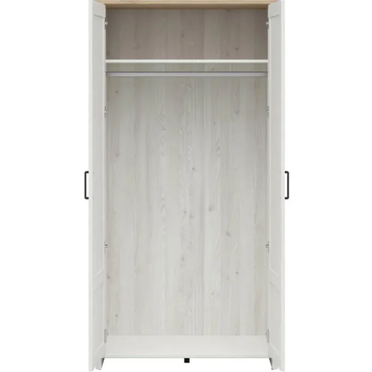Armadio 102x201h cm 2 ante bianco frassinato rovere Lars