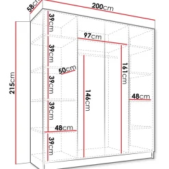 Armadio 200x215h cm 4 ante bianco lucido oro Glammy 4
