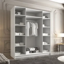 Armadio 200x215h cm 4 ante bianco lucido nero Glammy 4