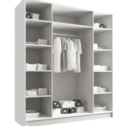 Armadio 200x215h cm 4 ante bianco lucido nero Glammy 4