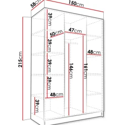 Armadio 150x215h cm 3 ante bianco lucido nero Glammy 3