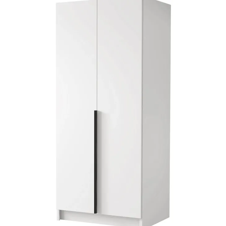 Armadio 100x215h cm 2 ante bianco lucido nero Glammy 2