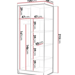 Armadio 100x215h cm 2 ante bianco lucido nero Glammy 2