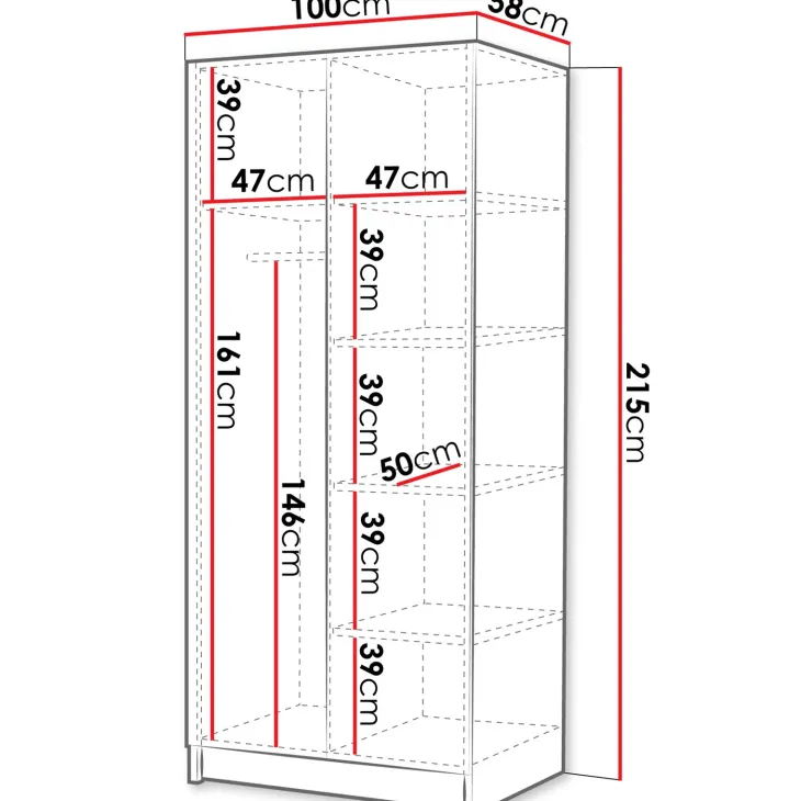Armadio 100x215h cm 2 ante bianco lucido oro Glammy 2