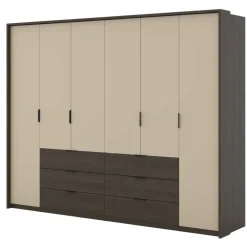 Armadio 278x217h cm 6 ante 6 cassetti beige noce Betancuria