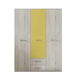 Armadio 150x201h cm 3 ante 2 cassetti bianco frassinato giallo Bra