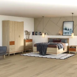Armadio 190x215h cm 4 ante 6 cassetti rovere rosso mattone Yu