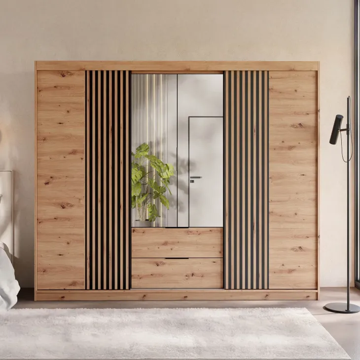 Armadio 250x213h cm 5 ante 2 cassetti rovere Stiky