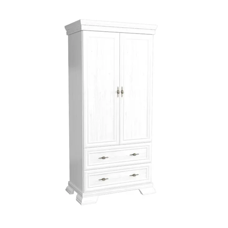 Armadio 88x193h cm 2 ante 2 cassetti shabby bianco frassinato Kelly