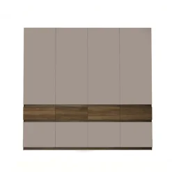Armadio 220x211h cm 8 ante 4 cassetti tortora noce Raymonda