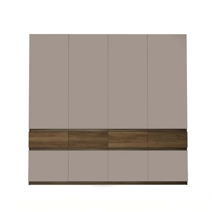 Armadio 220x211h cm 8 ante 4 cassetti tortora noce Raymonda