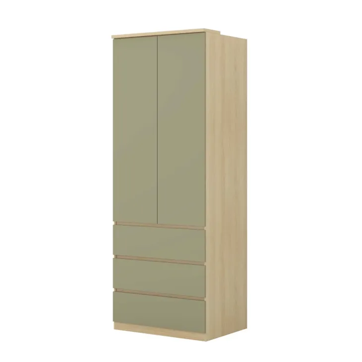 Armadio 80x215h cm 2 ante 3 cassetti verde salvia rovere Elvira