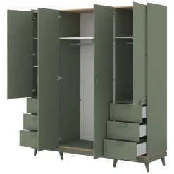 Armadio 190x215h cm 4 ante 6 cassetti verde salvia Yu