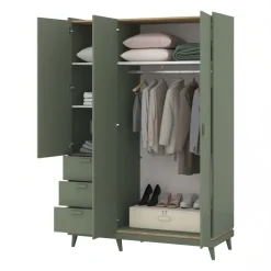 Armadio 144x215h cm 3 ante 3 cassetti verde salvia Yu