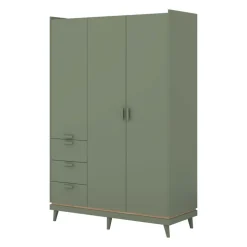 Armadio 144x215h cm 3 ante 3 cassetti verde salvia Yu