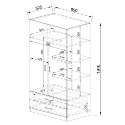 Armadio 80x191h cm 2 ante con cassetti moderno rovere scuro marrone Carlino