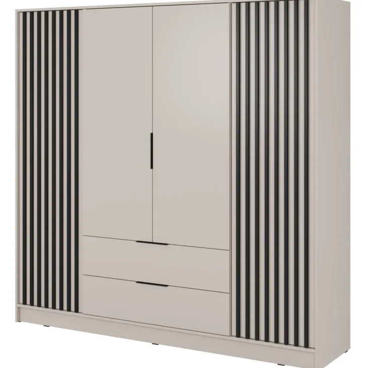 Armadio 206x200h cm 4 ante con cassetti beige cashmere Miller