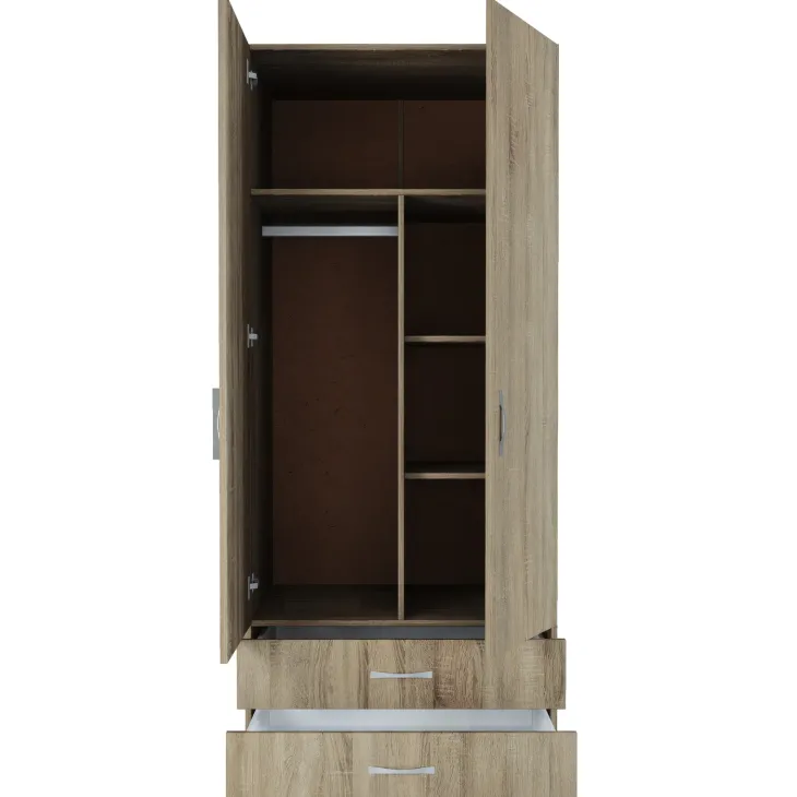 Armadio 80x191h cm 2 ante con cassetti moderno rovere sonoma Carlino