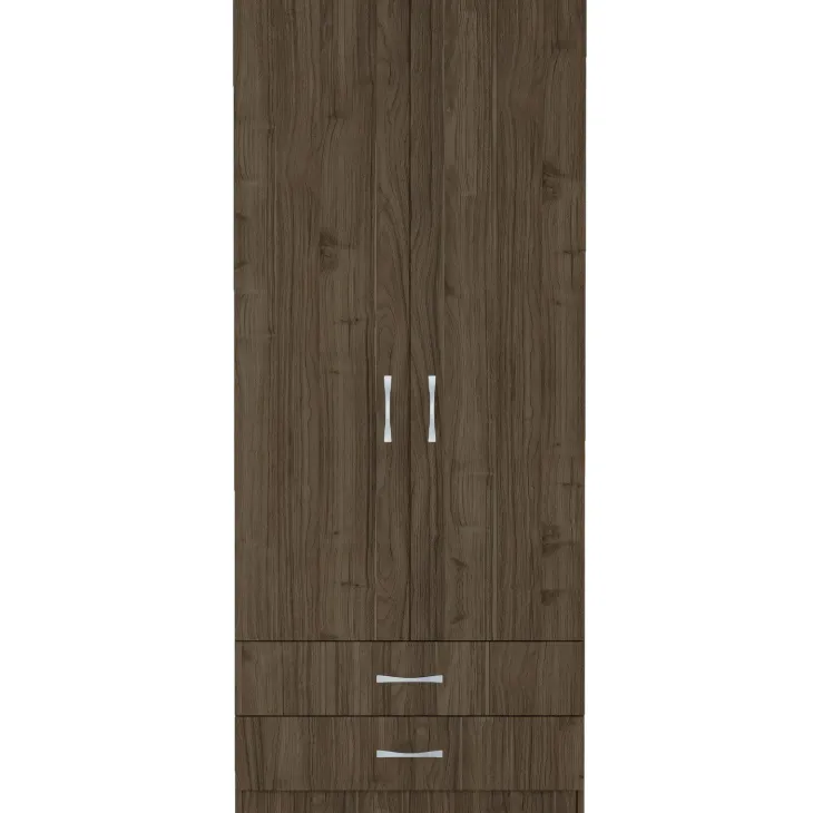 Armadio 80x191h cm 2 ante con cassetti moderno noce Carlino