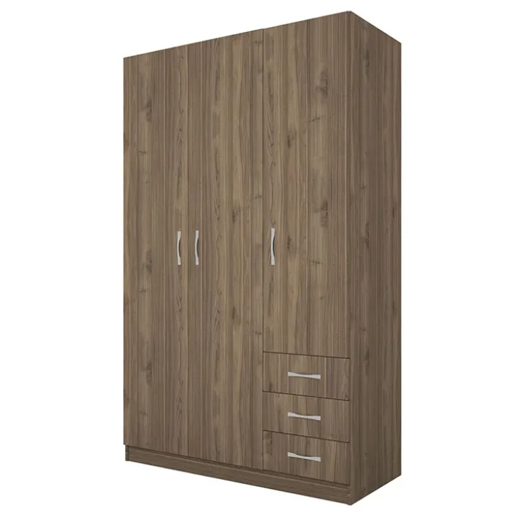 Armadio 118x191h cm 3 ante con cassetti noce Boverio