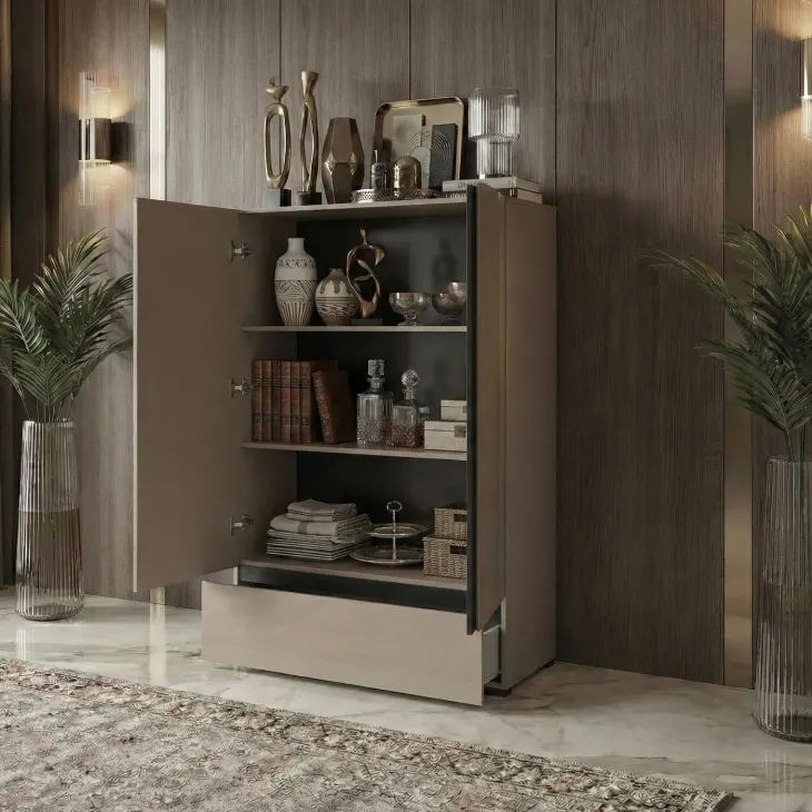 Armadio 89x150h cm 2 ante con cassetto tortora Lolla