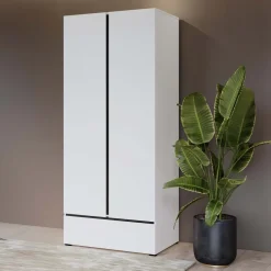 Armadio 89x210h cm 2 ante con cassetto bianco opaco Lolla